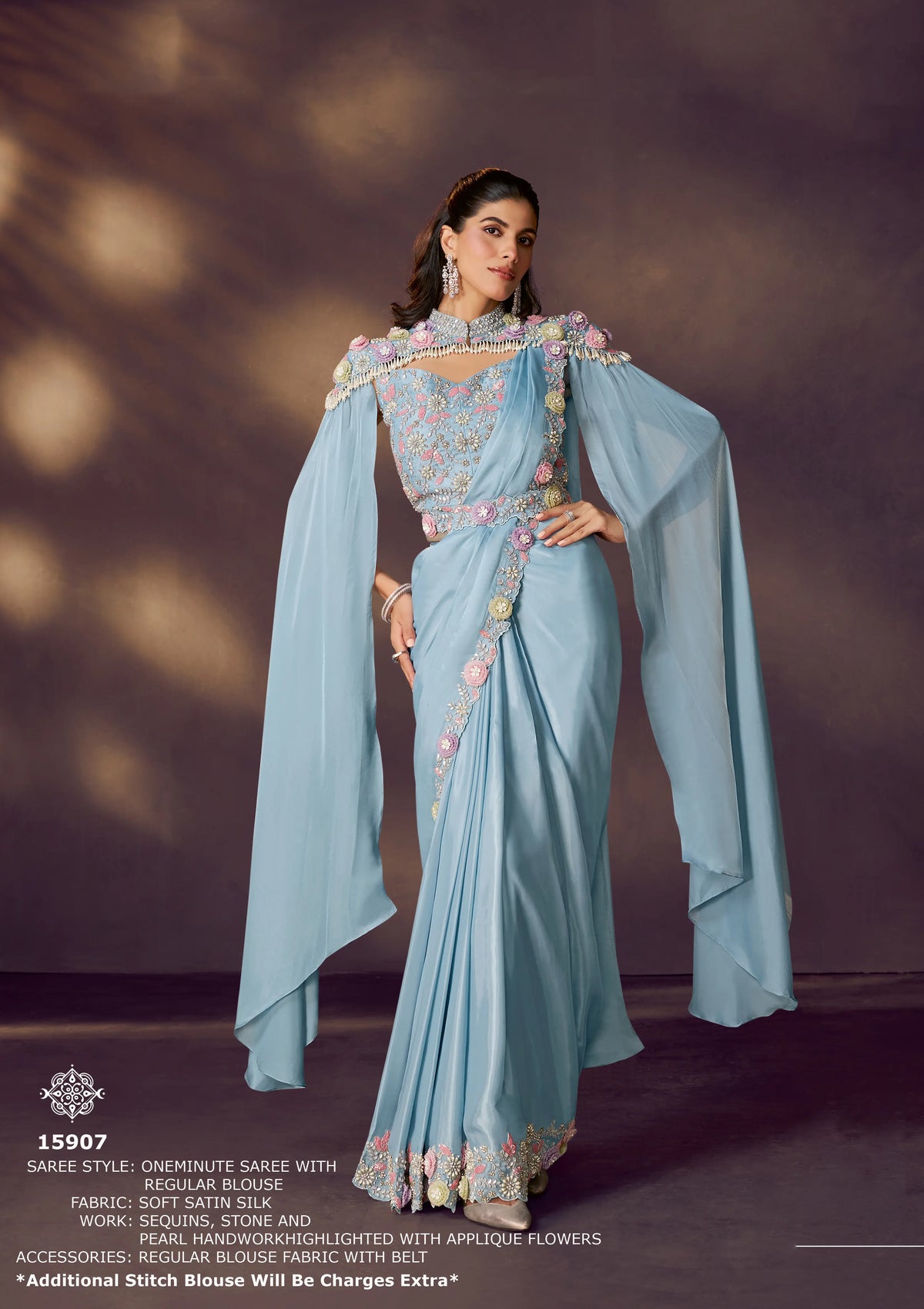 PARTY WEAR DESIGNER DRAPE SAREE COLLECTIONS 15907