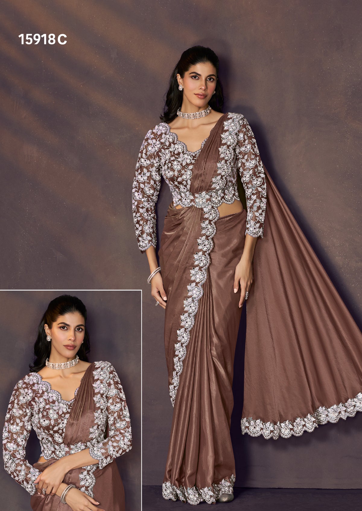 PARTY WEAR DESIGNER DRAPE SAREE COLLECTIONS 15918