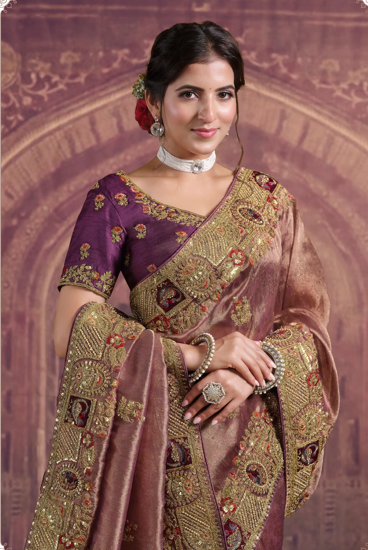 Elegant Georgette Zari Organza Saree