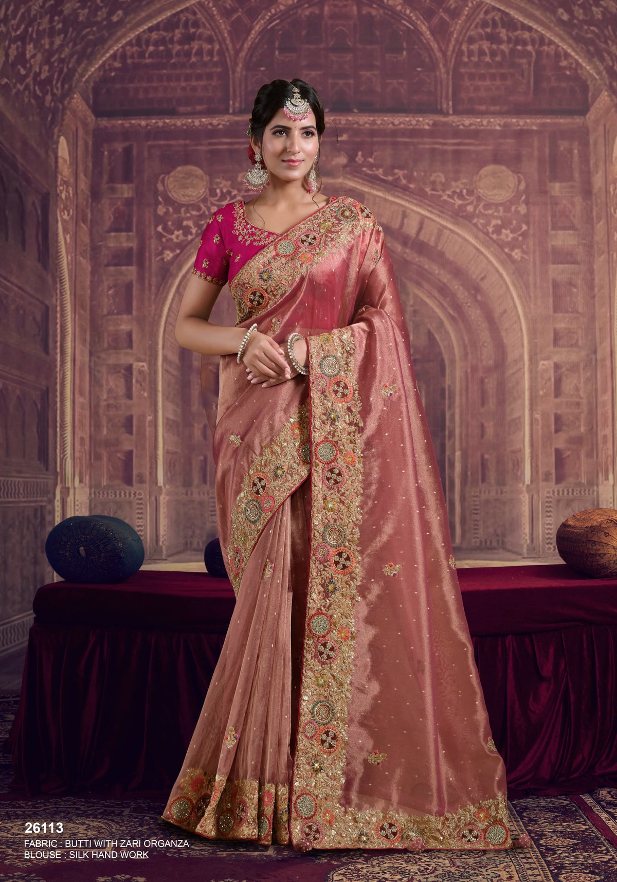 Graceful Zari Organza Silk Saree