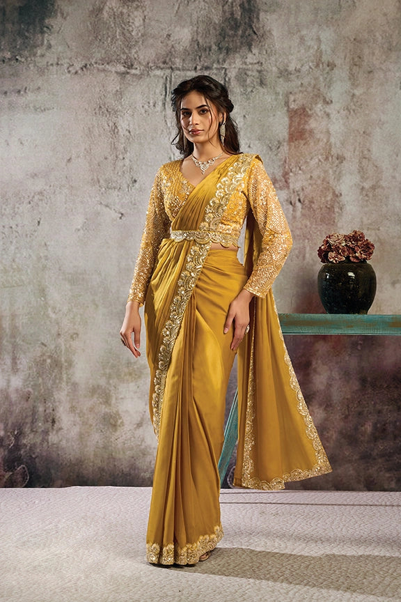PARTY WEAR DESIGNER DRAPE SAREE 26609