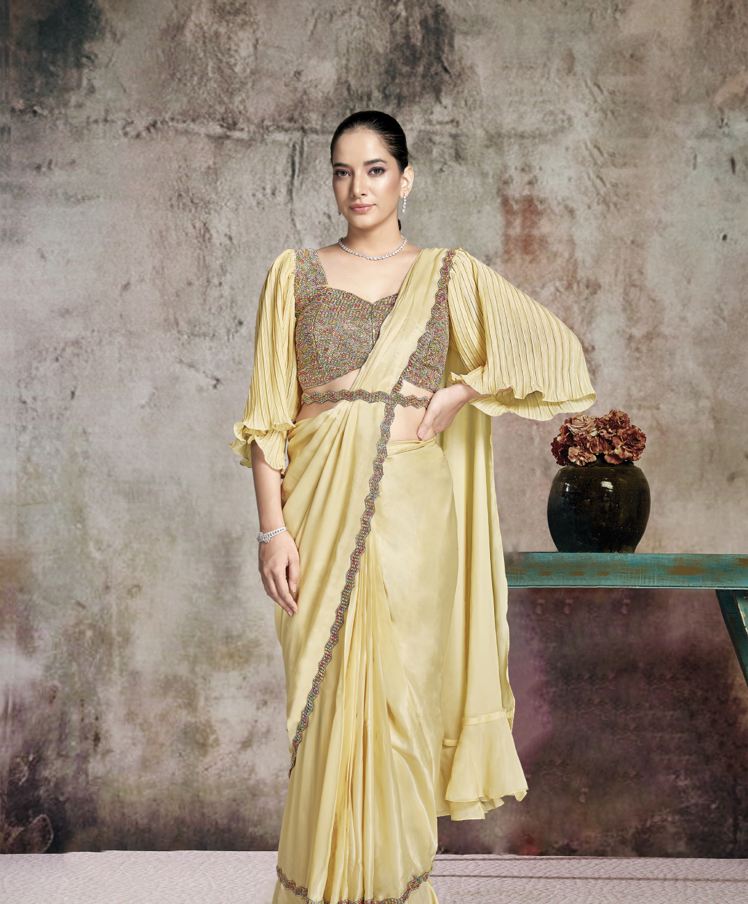 PARTY WEAR DESIGNER DRAPE SAREE 26617
