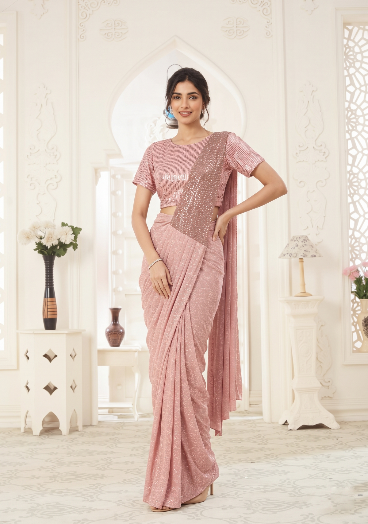 pink-shimmer-sequins-lycra-ready-to-wear-saree